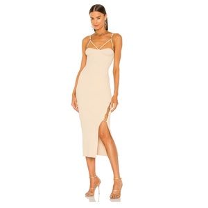 NICHOLAS Jules rib knit cage dress with rings in color coconut cream